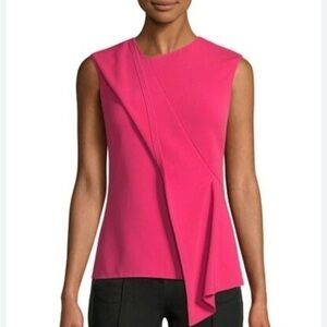 Jason Wu Pink Sleeveless Asymmetric Crepe Drape Blouse Size 6